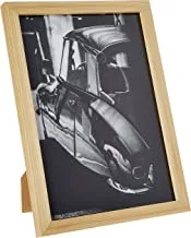 سيارة لووا متوقفة بجانب لوحة جدارية للمبنى مع لوحة خشبية مؤطرة جاهزة للتعليق للمنزل ، غرفة النوم ، غرفة المعيشة والمكتب ، ديكور المنزل مصنوع يدويًا ، لون خشبي 23 × 33 سم من LOWHA