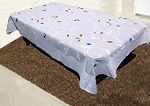 Kuber Industries Table Cloth Linen|Center Table cover|Round Table Cloth|Kitchen, Restaurant And Living Room|Floral Cotton|4 Seater|White