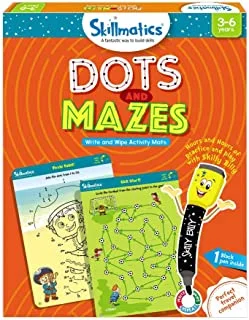 SkillMatics Write and Wipe Activity Mate Dots and Mazes, 3-6 Years - Pack of 0, Multicolour
