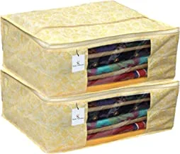 Kuber Industries 2 Piece Non Woven Saree Cover Set, Gold,7 Inches Height -CTKTC6367