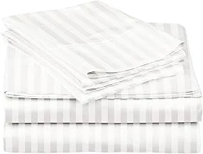 Sleep Night Hotel Stripe Duvet, Soft & Cozy Bedding Duvet Cover King Size, 6 Pieces, 100% Cotton, White Bed sheet 220-240+40 Cm