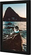 Lowha Shallow Focus Glass Ball Near Body of Water Wall Art Wooden Frame Black Color 23X33Cm By Lowha