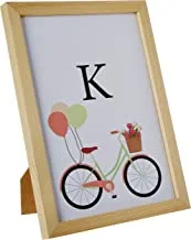 LOWHA K Letter Bike Balloons Wall Art with Pan مؤطر خشبي جاهز للتعليق للمنزل ، غرفة النوم ، غرفة المعيشة والمكتب ، ديكور المنزل مصنوع يدويًا بألوان خشبية 23 × 33 سم من LOWHA