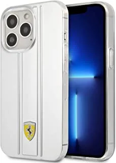 Ferrari PC / TPU جراب صلب شفاف مع خطوط ثلاثية الأبعاد لهاتف iPhone 13 Pro Max (6.7 بوصة) - فضي