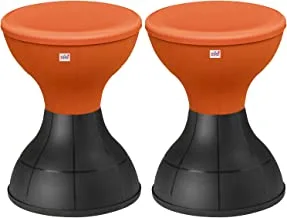 كرسي جلوس بلاستيكي على الوجهين من فن هومز دامرو للداخل والخارج - عبوة من قطعتين (أسود وبرتقالي) ، قياسي (HS_38_FUNH021814)