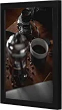 LOWHA كاميرا مع فنجان شاي من السيراميك إطار خشبي خشبي لون أسود 23x33 سم من LOWHA