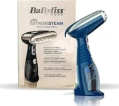 BaByliss Garment Steamer, 4 in One, 1500W, Turbo, Dual Heat System, 20g Per Minute Steam, Water Tank 230ml, 3 Attachment, GS300SDE, Blue
