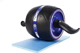 عجلة تمرين جوركس مارفل بعجلة مزدوجة للبطن من هيرموز ، جهاز لياقة بدنية للتمارين الرياضية والصالة الرياضية - أسود / أزرق