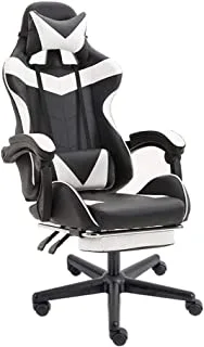 Coolbaby Swivel Rocker Recliner Leather Computer Desk Chair With Retractable Arms And Footrest, White