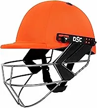 DSC FORT44 Cricket Helmet for Men & Boys (Adjustable Steel Grill | Back Support Strap |Color: Orange | Light Weight | Size : Small