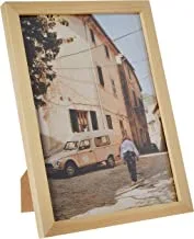 LOWHA Man Walking Near Beige Truck Wall Art with Pan Wood framed Ready to hang for home, bed room, office living room Home decor hand made wooden color 23 x 33cm By LOWHA