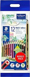 Staedtler Noris Club Erasable Colored Pencil 12-Pieces Set, Black/Green/Blue