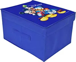 صندوق تخزين من Kuber Industries Disney Tram Mickey طباعة قماش غير منسوج قابل للطي مع غطاء ، كبير جدًا (أزرق ملكي) - KUBMART1723