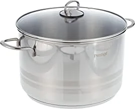 Prestige 28 CM, 5 Litre Stock Pot with Lid|Non-Stick|Induction Base|Stainless Steel-Silver