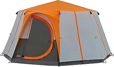 Coleman Tent Octagon ، خيمة قبة المهرجانات المكونة من 6 أشخاص ، خيمة تخييم عائلية مكونة من 6 أشخاص مع رؤية بانورامية 360 درجة ، بناء عمود فولاذي مستقر ، ورقة أرضية مخيط ، مقاومة للماء بنسبة 100 بالمائة