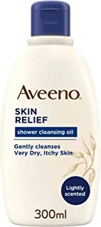 Aveeno Skin Relief Shower Cleansing Oil with Soothing Triple Oat Complex, Suitable for Sensitive Skin, Gently Cleanses Very Dry, Irritable Skin, Soap Free, 300ml