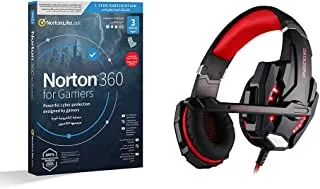 Datazone Stereo Gaming Headset With Microphone For Laptop And Smartphone, 3.5Mm Jack With Volume Control G9000 (Red), With Norton N360 Gamers 1 User 3 Device., Wired