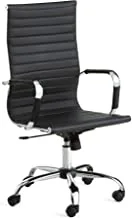 Mlm Pu Metal Chair Upl: Pu Arm: Chrome With Pu Cover Mch: Butterflyl Tilt Gas Lift: 100Mm Chrome Class2 Base: 320Mm Chrome Kd Nylon Castor, Black Standard size