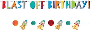 Blast Off Birthday Banner Kit 2pcs