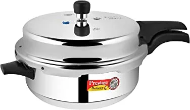 Prestige Deluxe Plus 6 Litre Pressure Cooker|Aluminium|Induction Compatible|Metallic Safety Plug|Pressure Indicator-Silver