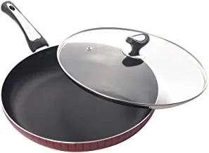 BISTER 21DV-JP1024L FRYPAN WITH GLASS LID SIZE: 32cm, 16-119, Black & Red