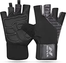 Nivia 1145 Synthetic Garnet Gym Gloves (Black, Size - Large) | Material - Micro Fiber Suede | | Weight Lifting Gloves | Exercise Gloves | Fingerless Grip Gloves | Fitness Gloves | Waterproof Gloves
