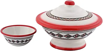 Al Saif Enamelware Iron Date & Seed Bowl Mirkaz Design Size: 16CM, Color: Multicolor