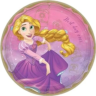 Amscan Disney Princess Rapunzel Round Party Paper Plates 9 Inches, 8 Ct., Multicolor, Pack Of 8, 552376