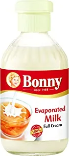 Bonny Full Cream Evaporated Milk Glass Bottle, 340G