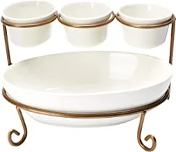 Shallow DY1473G 2-Tier Serving Set, White