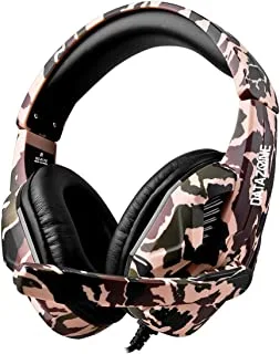 Datazone Gaming Headset For Devices Over-Ear Surround Sound Headphones With Microphone Noise Canceling Ergonomic Earmuffs For Laptop- Dz-K173/ Camouflage Brown, Medium
