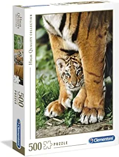 Clementoni Puzzle Bengal Tiger Cub Between Its Mother's Legs 500 Pieces (49 x 36 cm), Suitable for Home Decor, Adults Puzzle from 14 Years