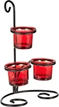Harmony Glass Candle Holder With Metal Stand - 3 Piece Set