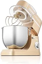 JANO 7L 1200W Electric Hyper Plus Mixer With LED Light, 5 Speed Control with Pulse, S/S Bowl, 3 Tools Beater, Balloon Whisk, Dough Hook, Removable S/S bowl, Rubber Feet, Gold E02206 2 Years warranty