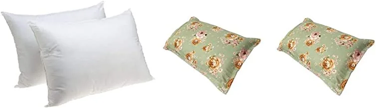 Two Soft Plain Regular Pillows With Two Pillow Shams Set, Queen Size, 50 * 70 cm