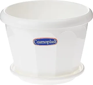 Cosmoplast Plastic Hexagonal Flowerpot 20 With Tray< White, Iffp20044Wh