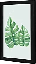 LOWHA Green leavs Wall art wooden frame Black color 23x33cm By LOWHA