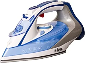 Joya Steam Iron with Ceramic Soleplate (2400W) | Overheat safety protection | Powerful Burst of Steam | Blue & White