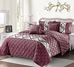 Double Sided Velvet Comforter Set For All Season, 4 Pcs Soft Bedding Set, Single Size (160 X 210 Cm), Modern Spiral Print And Geometric Stitched Design, Bl, Silver