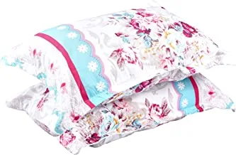 Pack of 2 microfiber polyster pillowcases, shams, floral pattern, zipper closure style, zippered pillow, ultra soft, 50 x 75 cm