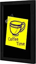 لووا وقت القهوة - أسود أصفر - إطار خشبي فني للحائط - لون أسود 23x33 سم من LOWHA