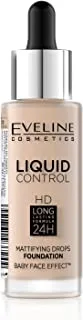 Eveline Make Up Liquid Control Foundation W/Dropper, Light Beige 010, 32 Ml