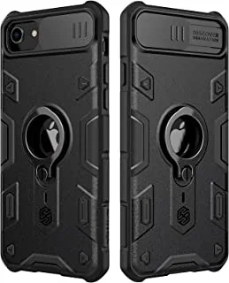 جراب Nillkin iPhone SE 2020 - iPhone SE 2nd Gen ، جراب iPhone 8/7 من الدرجة العسكرية مع حلقة مسند وحلقة وغطاء كاميرا منزلق ، جراب CamShield Armor لهاتف iPhone SE 2020 ، iPhone 8/7