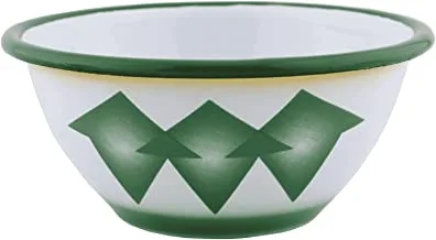 Al Saif Enamelware Iron Footed Bowl Diamond Design Size: 12CM, Color: Multicolor