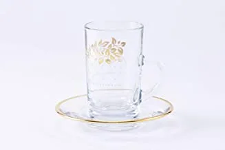 Wisteria Glass Tea glass+saucer set 12pcs Textilia Gold Green
