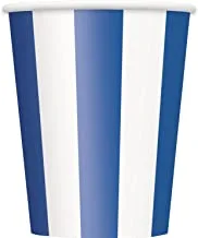 Unique party 38016 - 12oz royal blue striped paper cups, pack of 6