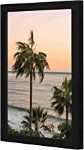 LOWHA Palm Trees Near Body Of Water Wall art wooden frame Black color 23x33cm By LOWHA