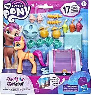 My Little Pony: A New Generation Sunny Starscout Movie Magic Playset 3 Inch Orange Pony Figure With 17 Accessories, Toy For Kids 3 And Up, Multicolour, F24495L0