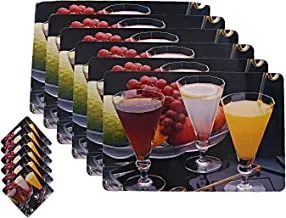 Kuber Industries Pvc 6 Pieces Dining Table Placemat Set With Tea Coasters(Multi)