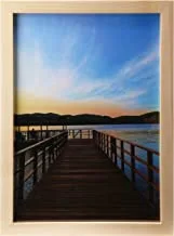 LOWHA Brown Wooden Dock Wall Art with Pan Wood framed Ready to hang for home, bed room, office living room Home decor hand made wooden color 23 x 33cm By LOWHA